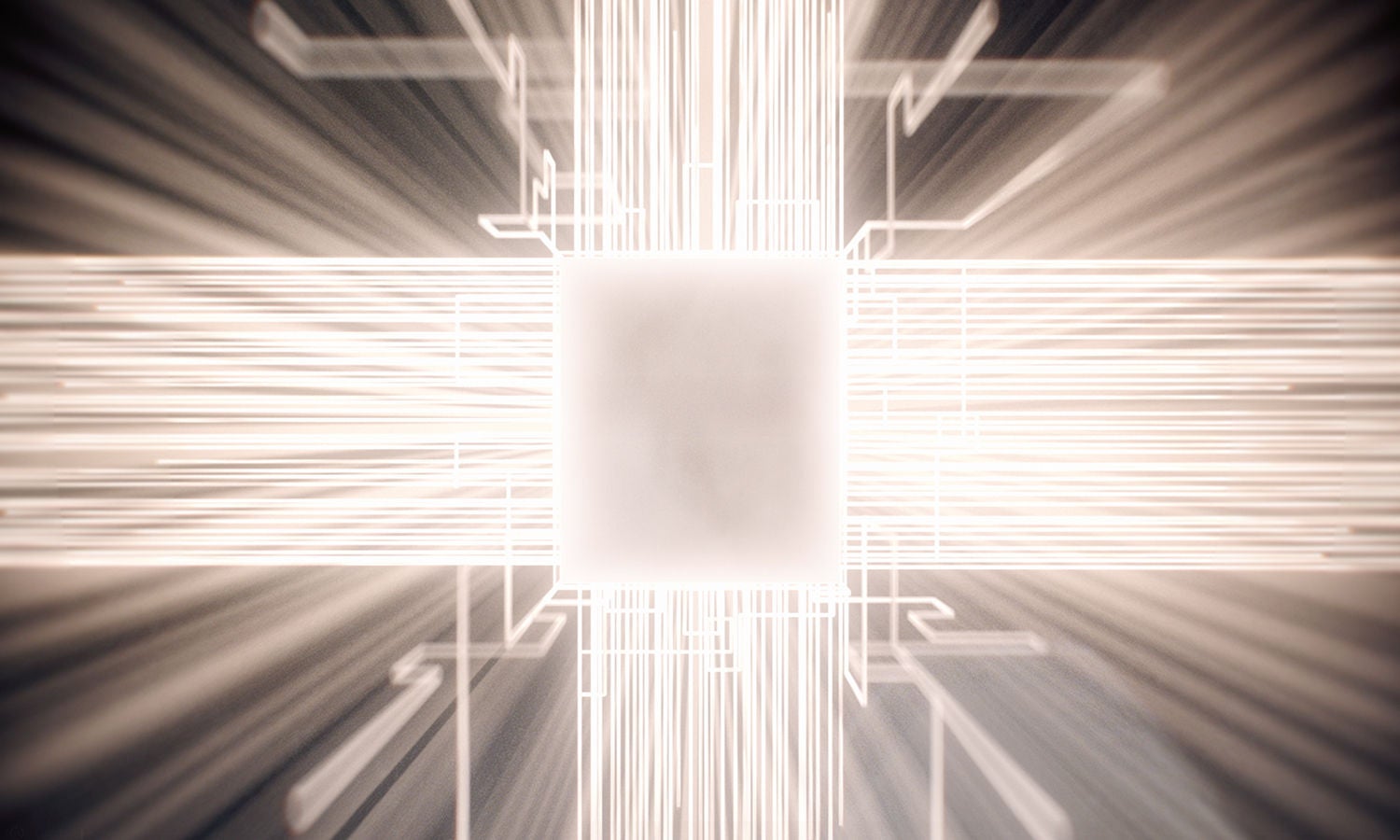 Bright white lines of energy cross to form a square image